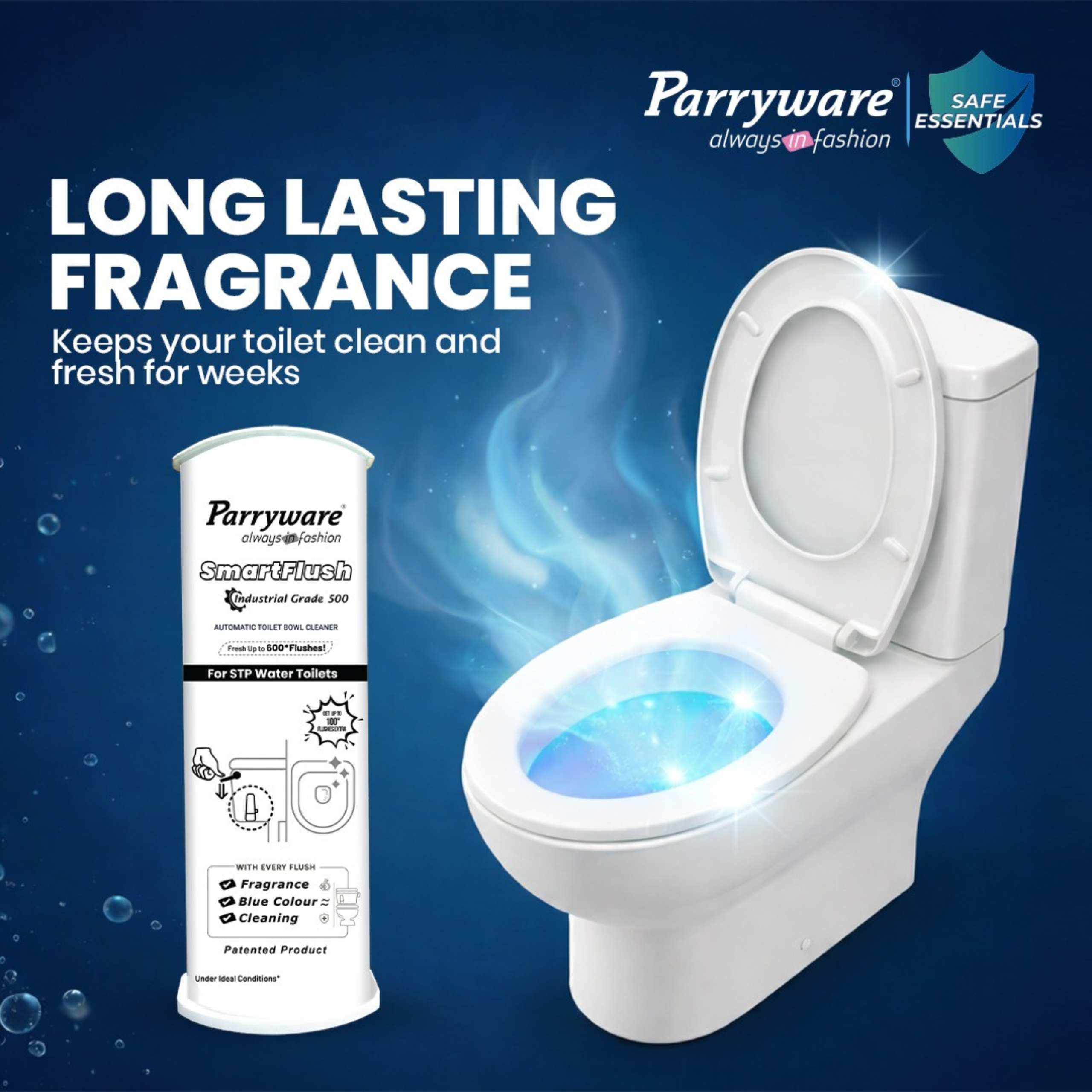 Parryware SmartFlush In-Cistern Automatic Toilet Bowl Cleaner - Industrial Disinfectant 500 I Lasts upto 600* Flushes | 99.9% Disinfection | Cleans after every flushes | FCSF0603 - Image 3