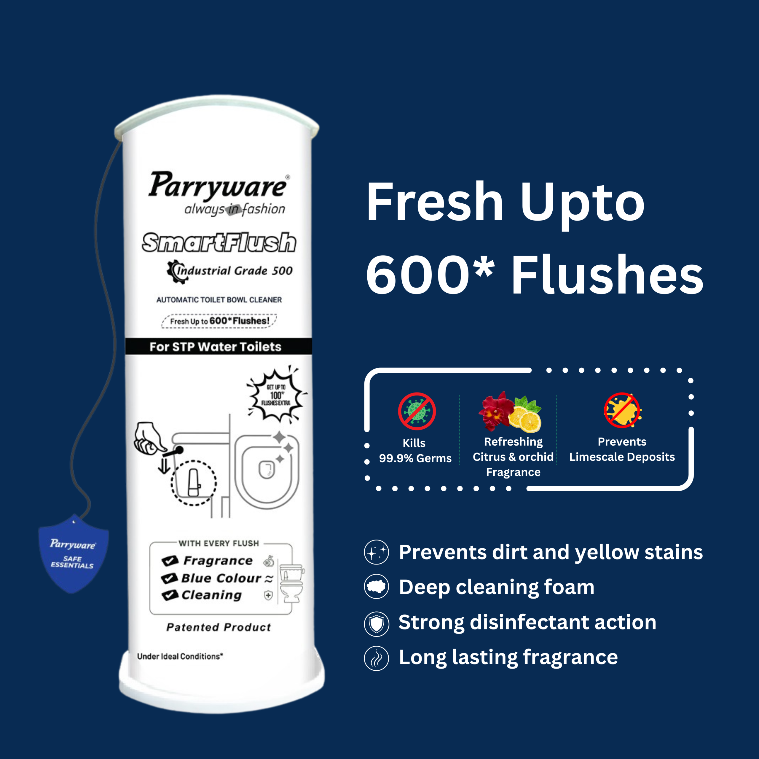 Parryware SmartFlush In-Cistern Automatic Toilet Bowl Cleaner - Industrial Disinfectant 500 I Lasts upto 600* Flushes | 99.9% Disinfection | Cleans after every flushes | FCSF0603 - Image 4