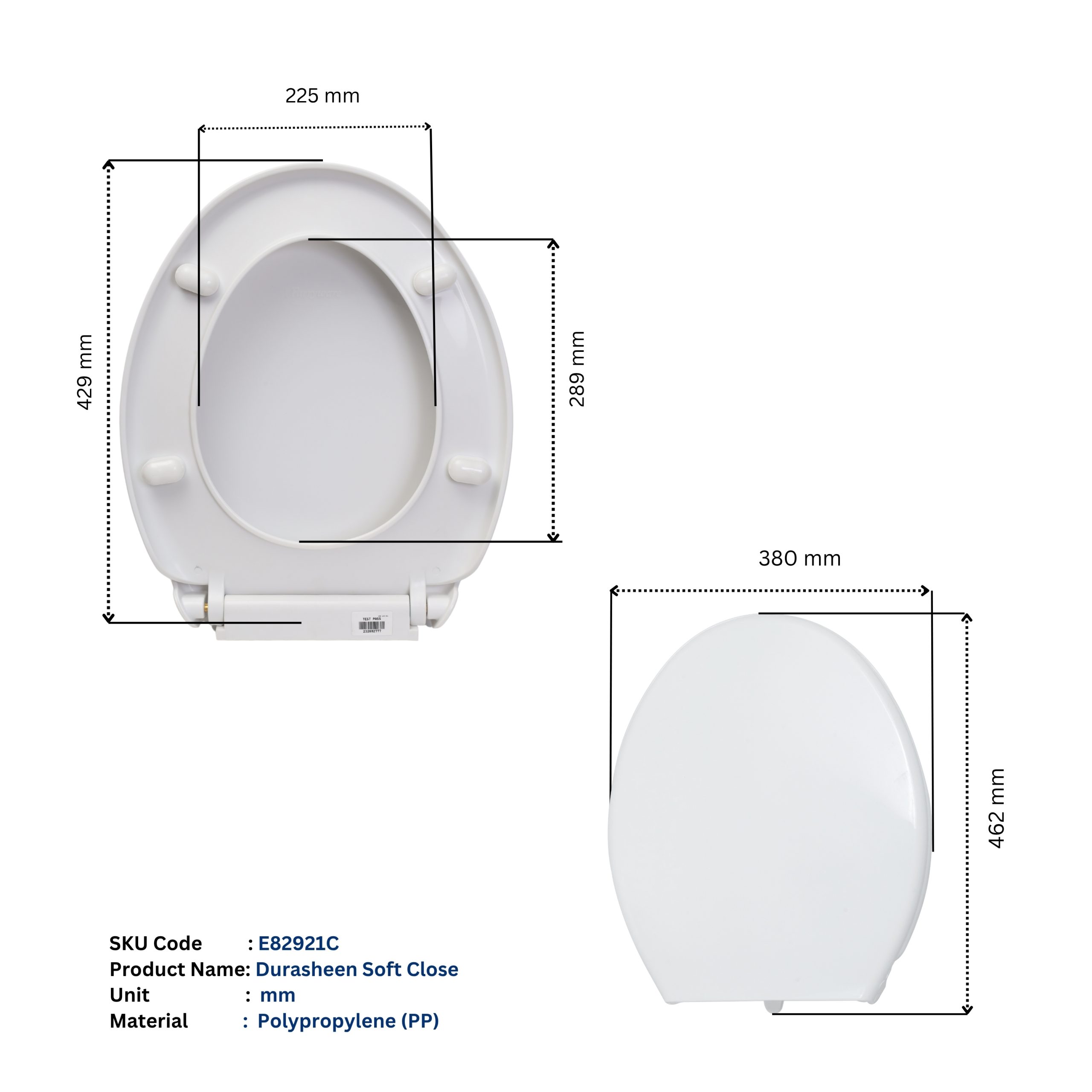 Parryware Durasheen Soft Close Toilet Seat Cover with Adjustable Hinges | Eco-friendly Material with Superior Finish | Round Shape & Ultra White Colour | Western Commode | Bathroom Fixtures (E82921C) - Image 9