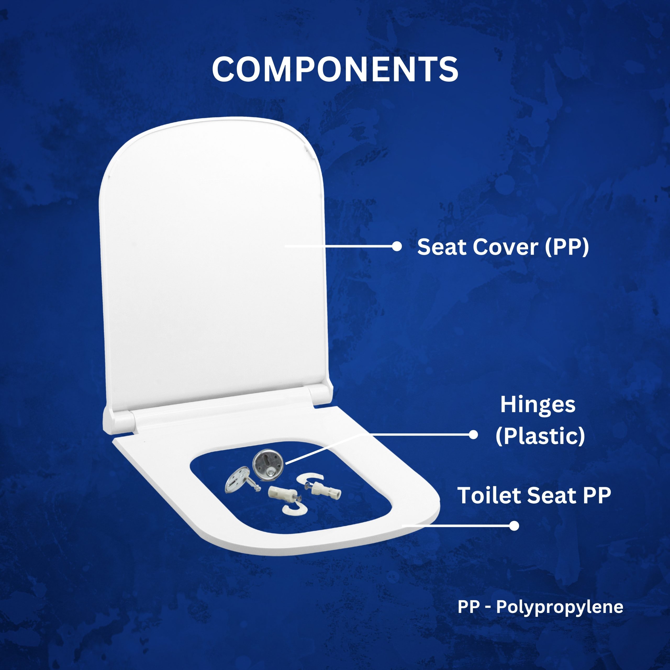 Parryware Verve Soft Close Toilet Seat Cover with Hinges | Eco-friendly Material with Superior Finish | Round Shape & White Colour | Western Commode | Bathroom Fixtures | E82941C - Image 2