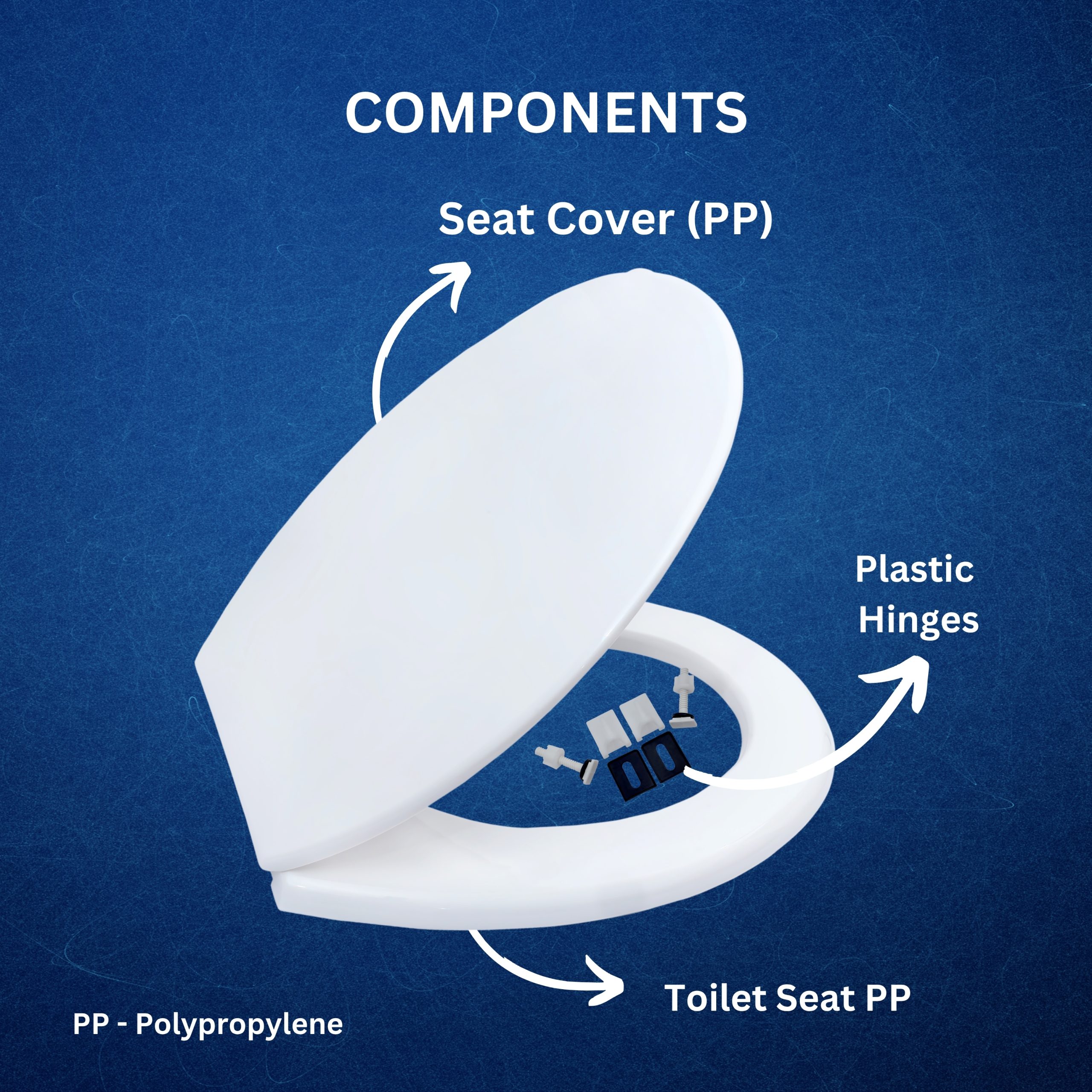Parryware Toilet Standard Seat Cover Regular with Plastic Hinges | Suitable for all EWC models | Ultra White | Antibacterial & Comfortable | Commode Seat Cover for Bathroom Fixture (E80711C) - Image 2