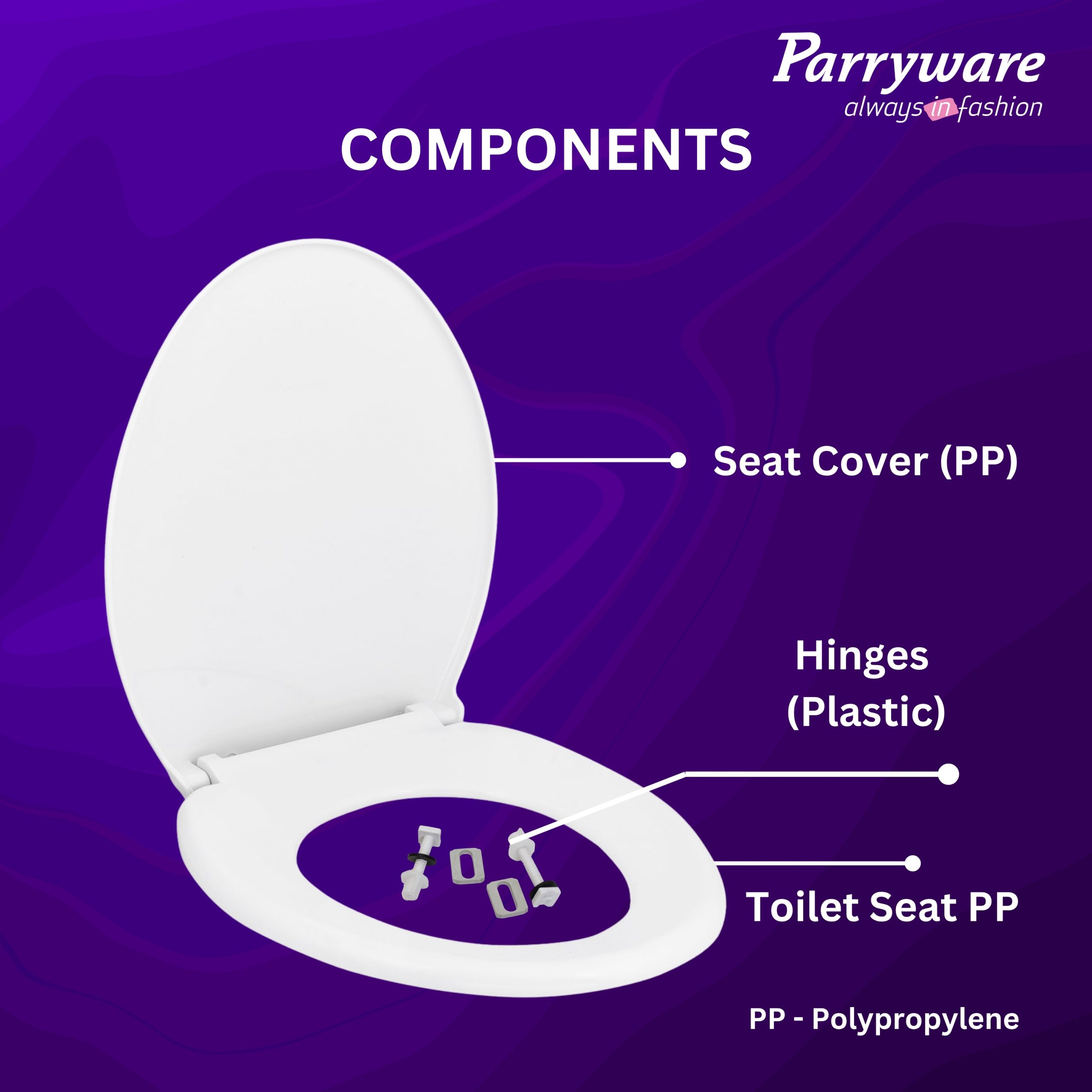 Parryware Durasheen Soft Close Toilet Seat Cover with Adjustable Hinges | Eco-friendly Material with Superior Finish | Round Shape & Ultra White Colour | Western Commode | Bathroom Fixtures (E82921C) - Image 2