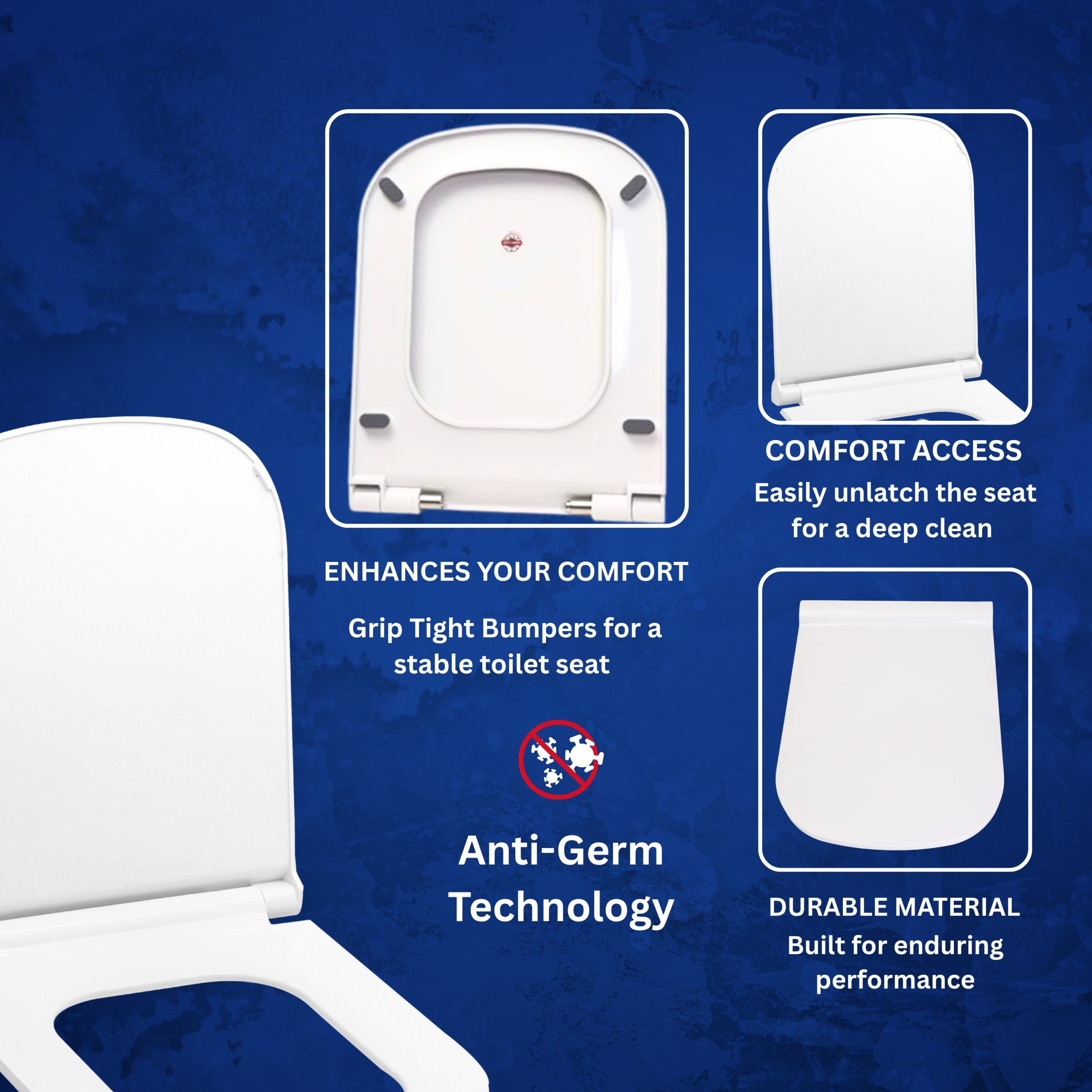 Parryware Verve Soft Close Toilet Seat Cover with Hinges | Eco-friendly Material with Superior Finish | Round Shape & White Colour | Western Commode | Bathroom Fixtures | E82941C - Image 4