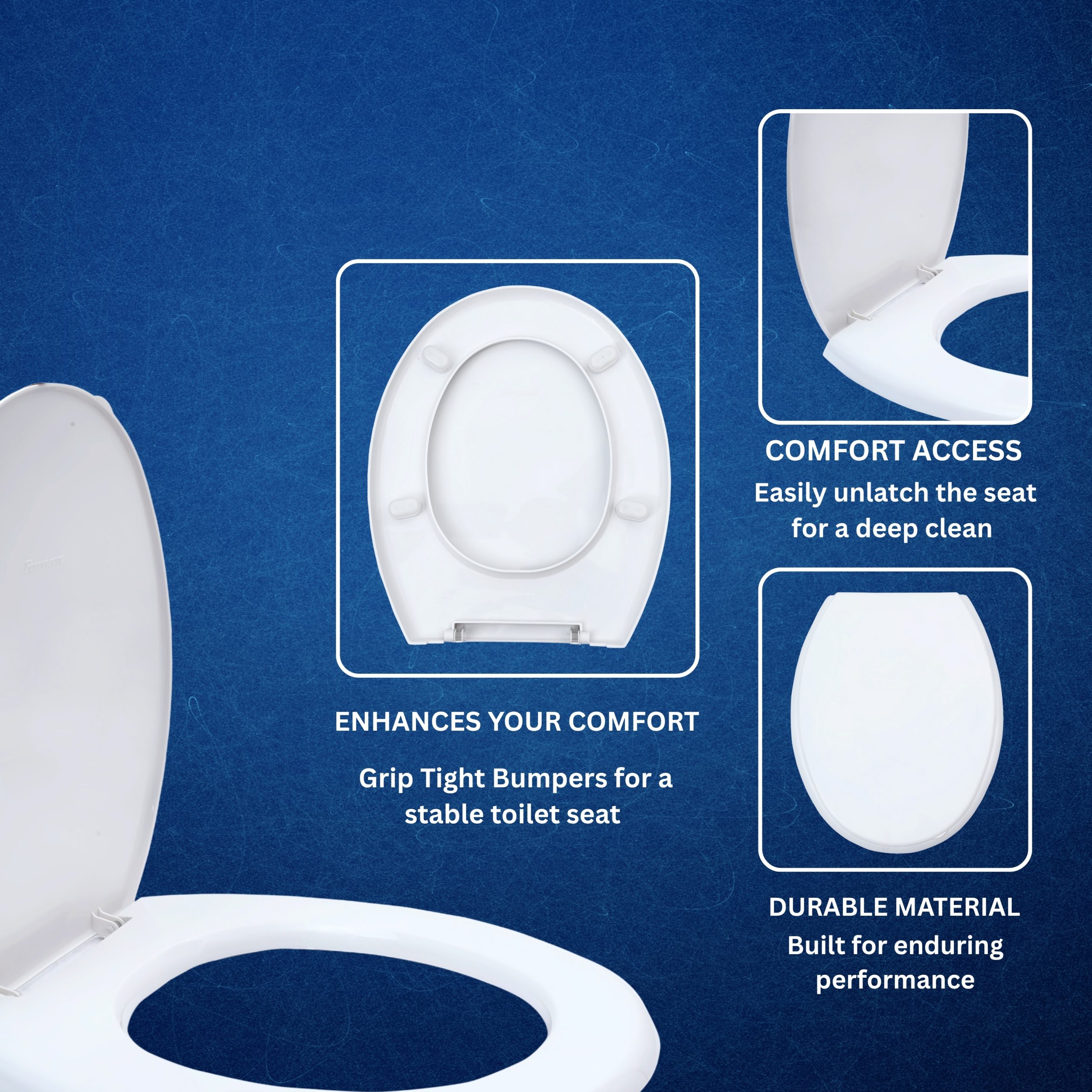 Parryware Toilet Standard Seat Cover Regular with Plastic Hinges | Suitable for all EWC models | Ultra White | Antibacterial & Comfortable | Commode Seat Cover for Bathroom Fixture (E80711C) - Image 4