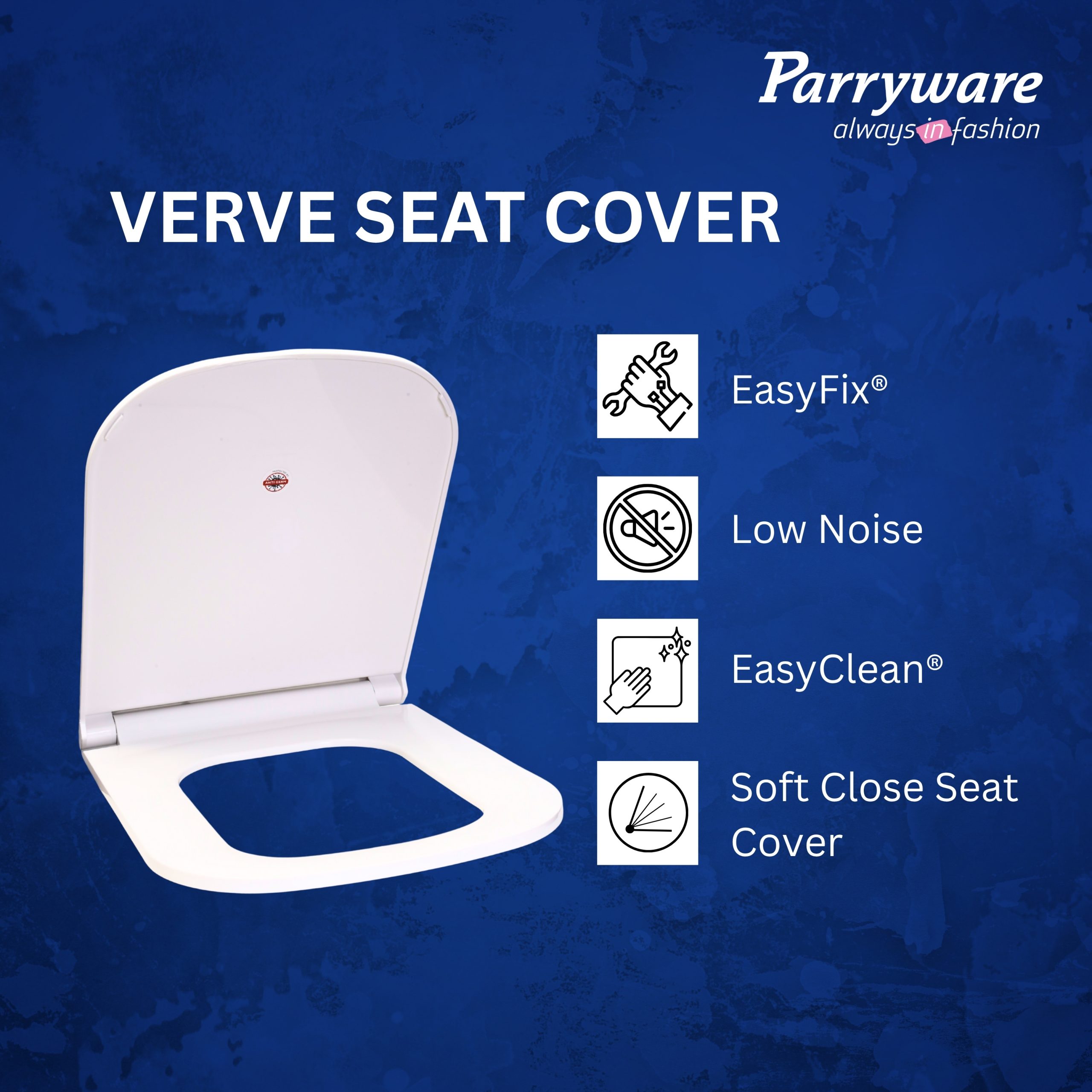 Parryware Verve Soft Close Toilet Seat Cover with Hinges | Eco-friendly Material with Superior Finish | Round Shape & White Colour | Western Commode | Bathroom Fixtures | E82941C - Image 5