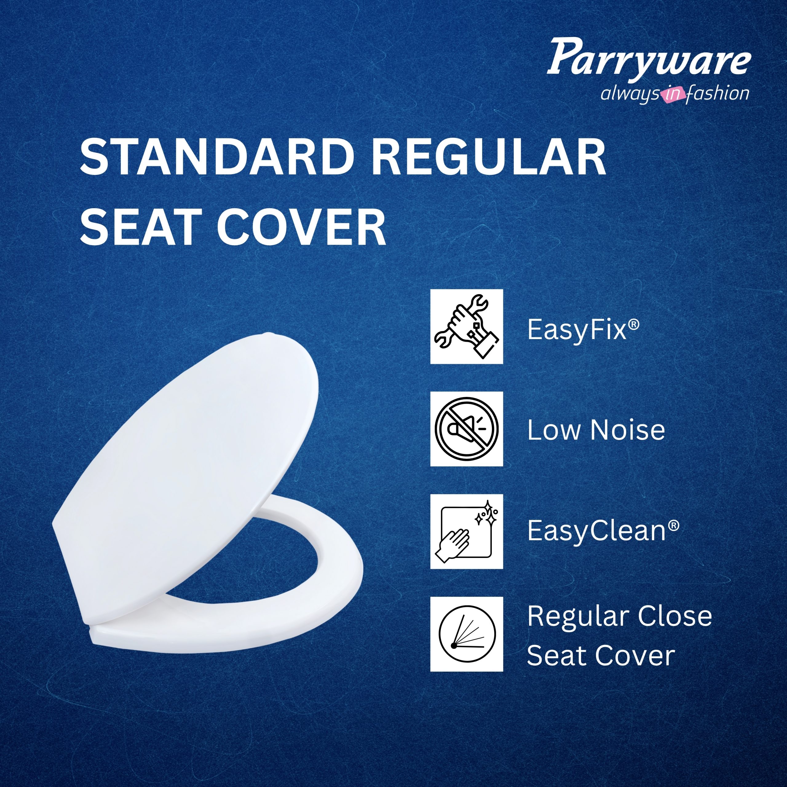Parryware Toilet Standard Seat Cover Regular with Plastic Hinges | Suitable for all EWC models | Ultra White | Antibacterial & Comfortable | Commode Seat Cover for Bathroom Fixture (E80711C) - Image 5