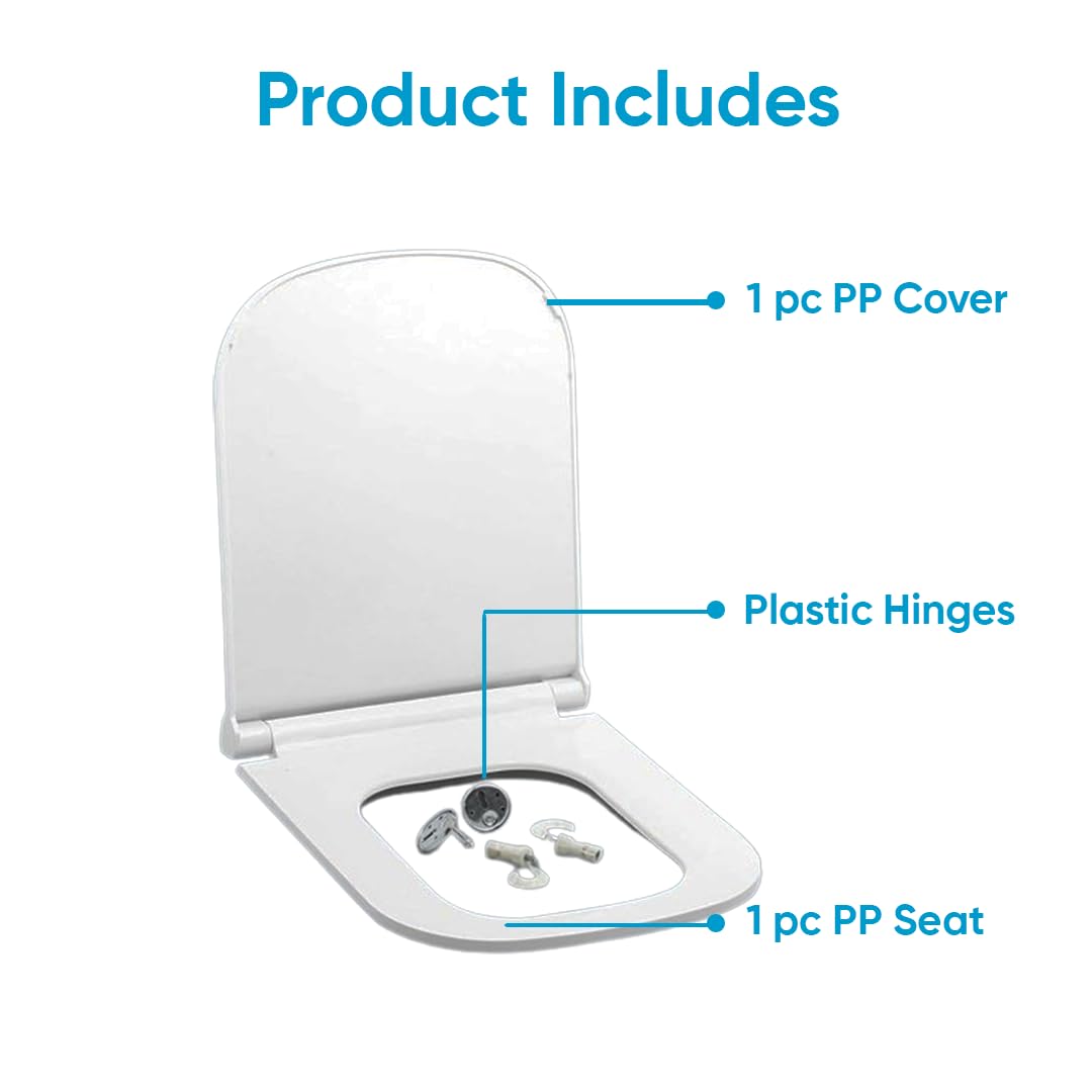 Parryware Verve Soft Close Toilet Seat Cover with Hinges | Eco-friendly Material with Superior Finish | Round Shape & White Colour | Western Commode | Bathroom Fixtures | E82941C - Image 5