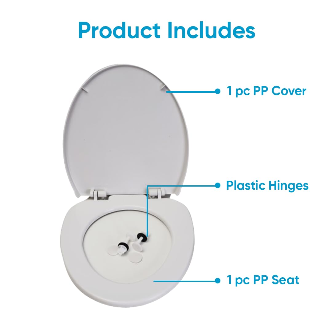 Parryware Solid N Soft Close Toilet Seat Cover with Hinges | Eco-friendly Material with Superior Finish | Round Shape & White in Colour | Western Commode | Bathroom Fixtures (E83561C) - Image 3