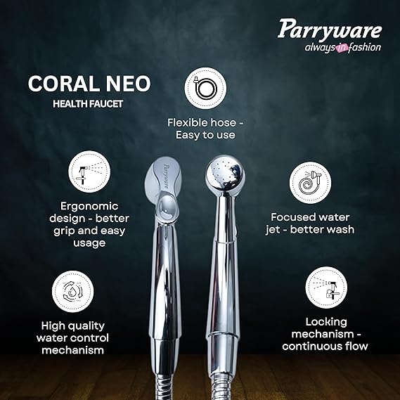 Parryware Coral Neo Health Faucet with Hose for Bathroom Fittings | for Effortless & Effective Cleaning | Original Bidet Spray from Parryware | E8353A1 - Image 5