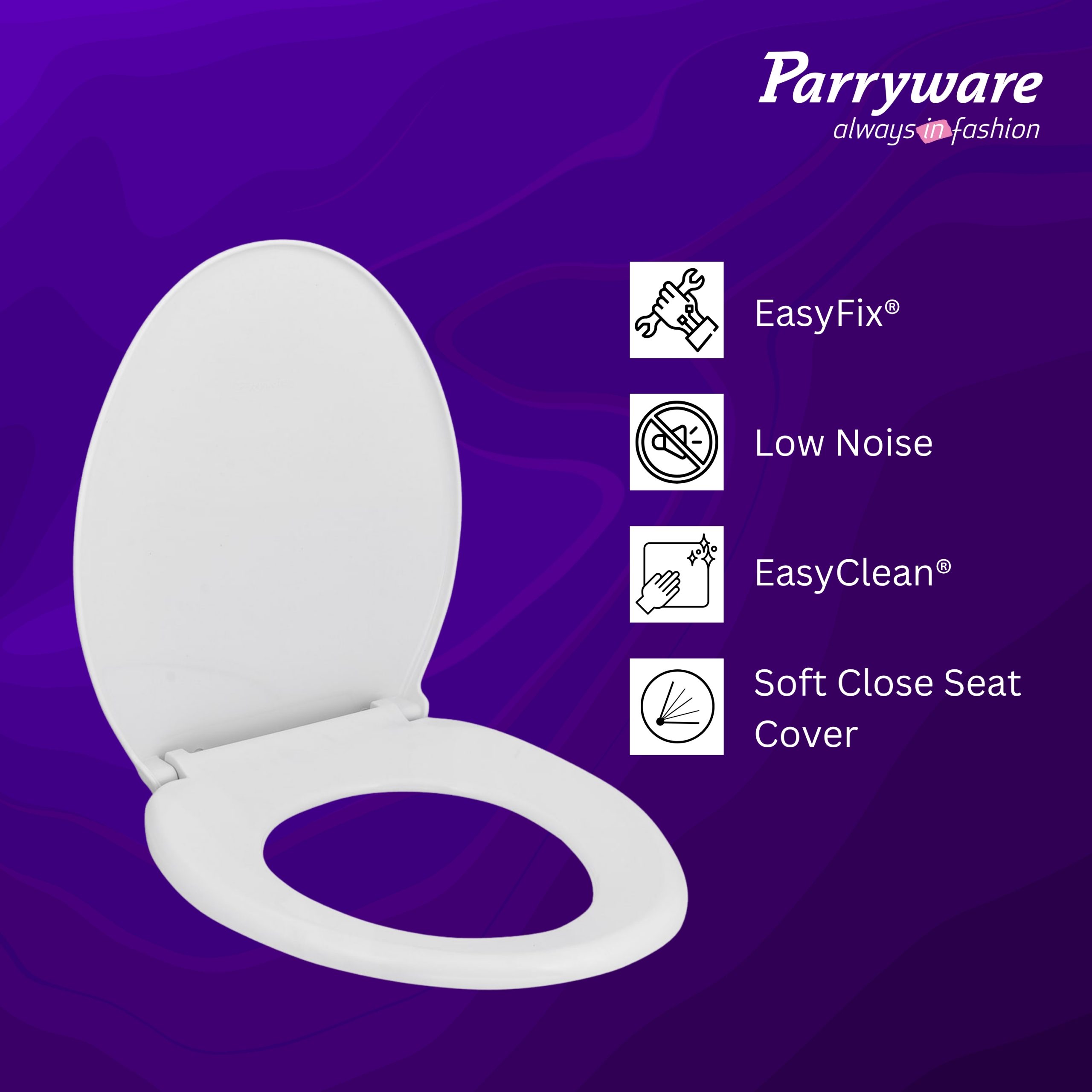Parryware Durasheen Soft Close Toilet Seat Cover with Adjustable Hinges | Eco-friendly Material with Superior Finish | Round Shape & Ultra White Colour | Western Commode | Bathroom Fixtures (E82921C) - Image 8