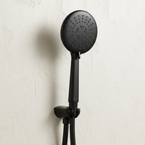 Parryware Airmix Button 3-Function Hand Shower 120 mm dia With 1.5 Meter Shower Hose Pipe & Wall Hook | Multi-Function Shower | Matte Black | Pack of 1 | for Bath Fixtures | T9862A1