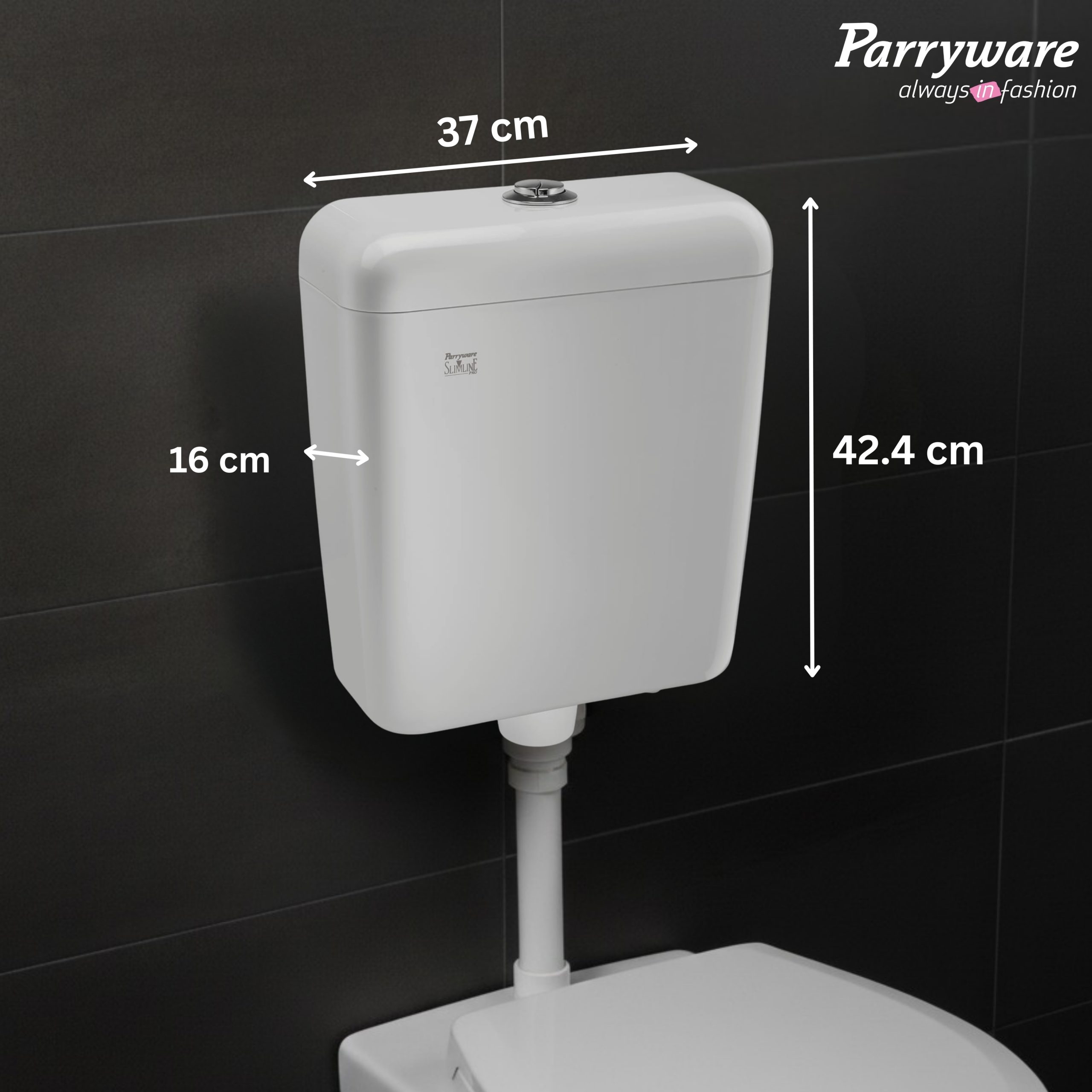 PARRYWARE VIRTIC SLIMLINE PRO Flush Tank for Toilet | Polymer/PVC Dual Flush System Exposed CISTERN (White) 6-3L | 2 Year Warranty | for Western (EWC) or Indian Commodes | E83201C - Image 2
