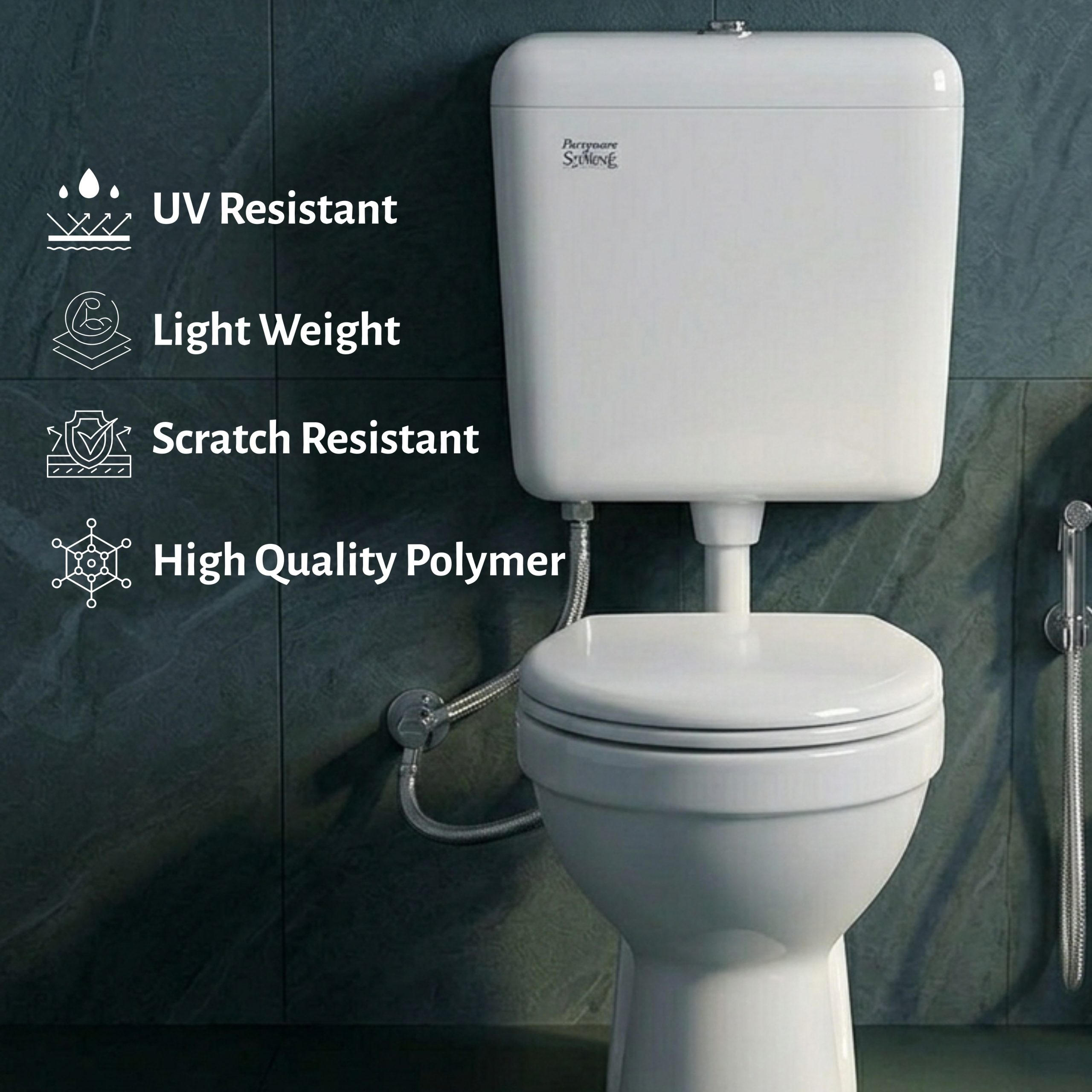 PARRYWARE VIRTIC SLIMLINE PRO Flush Tank for Toilet | Polymer/PVC Dual Flush System Exposed CISTERN (White) 6-3L | 2 Year Warranty | for Western (EWC) or Indian Commodes | E83201C - Image 5