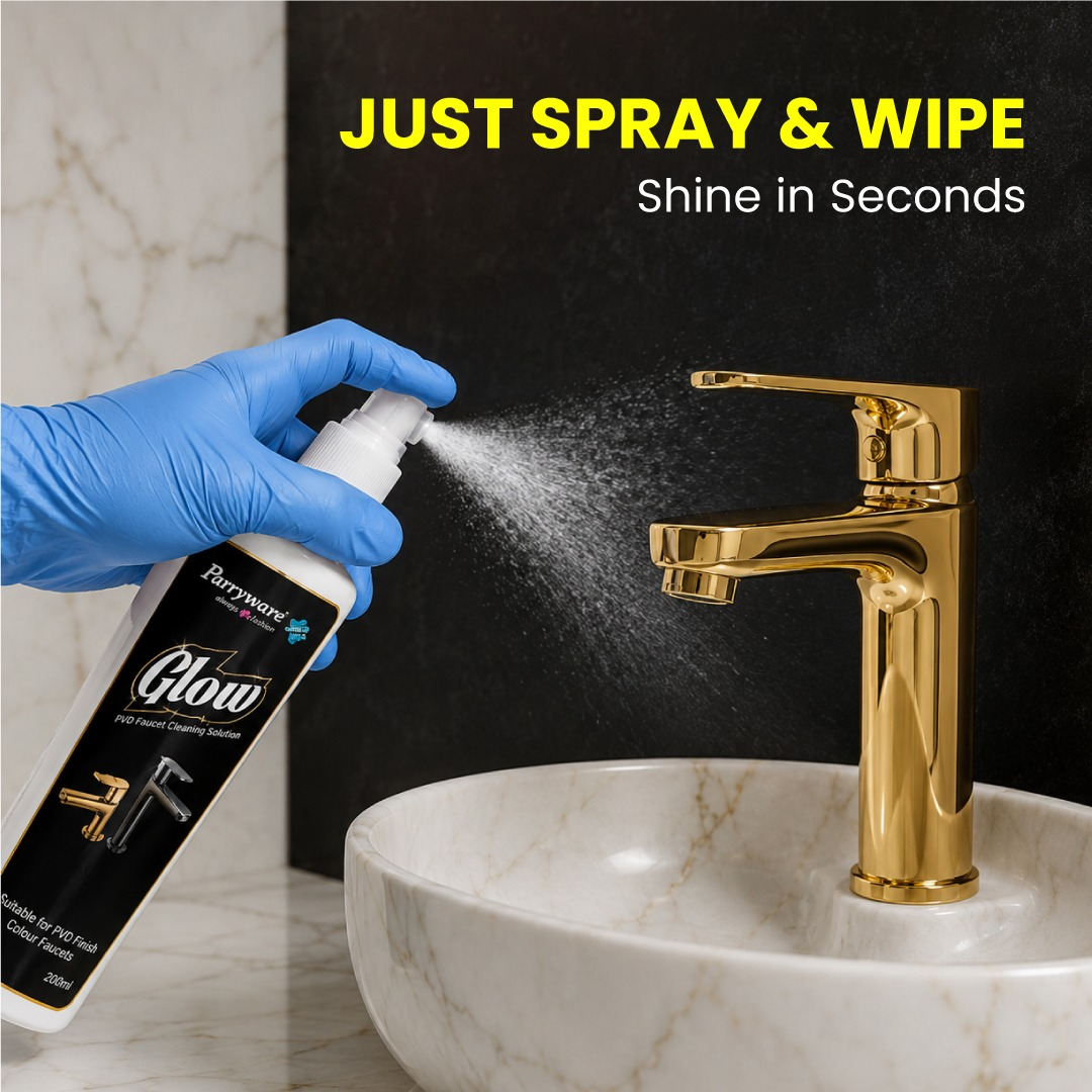 Parryware Glow PVD Faucet Cleaner | Removes Spots, Deposits, Marks and Soap Scums Effectively | Ideal for Rose Gold/Gold/Matte & Shiny Black | Gives Shine To Dull Taps | 200ml | FCGL0202 - Image 4