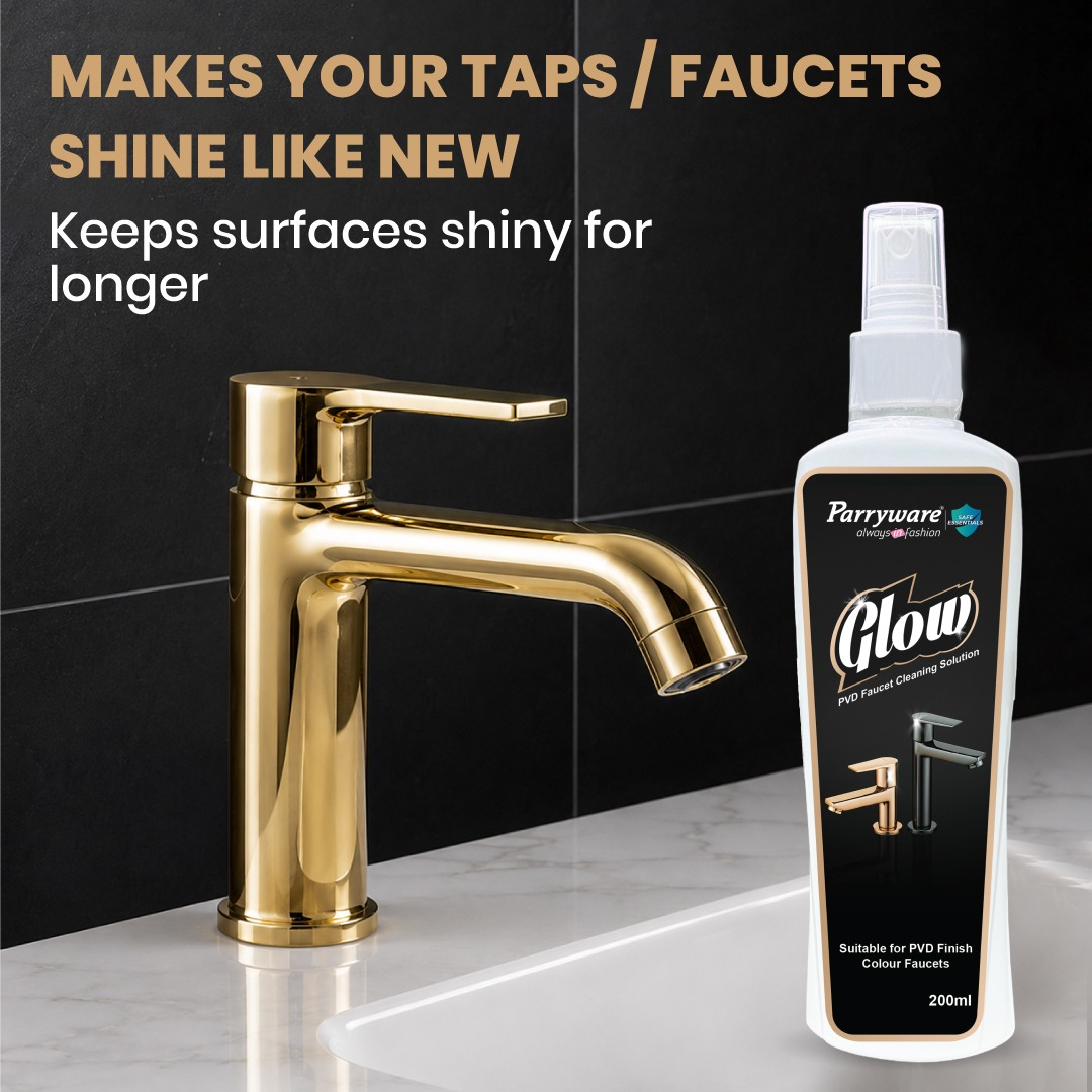 Parryware Glow PVD Faucet Cleaner | Removes Spots, Deposits, Marks and Soap Scums Effectively | Ideal for Rose Gold/Gold/Matte & Shiny Black | Gives Shine To Dull Taps | 200ml | FCGL0202 - Image 6